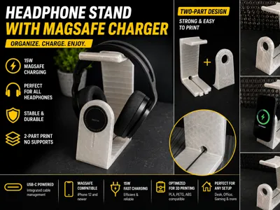 Headphone Stand MagSafe Charger PETG Optimised