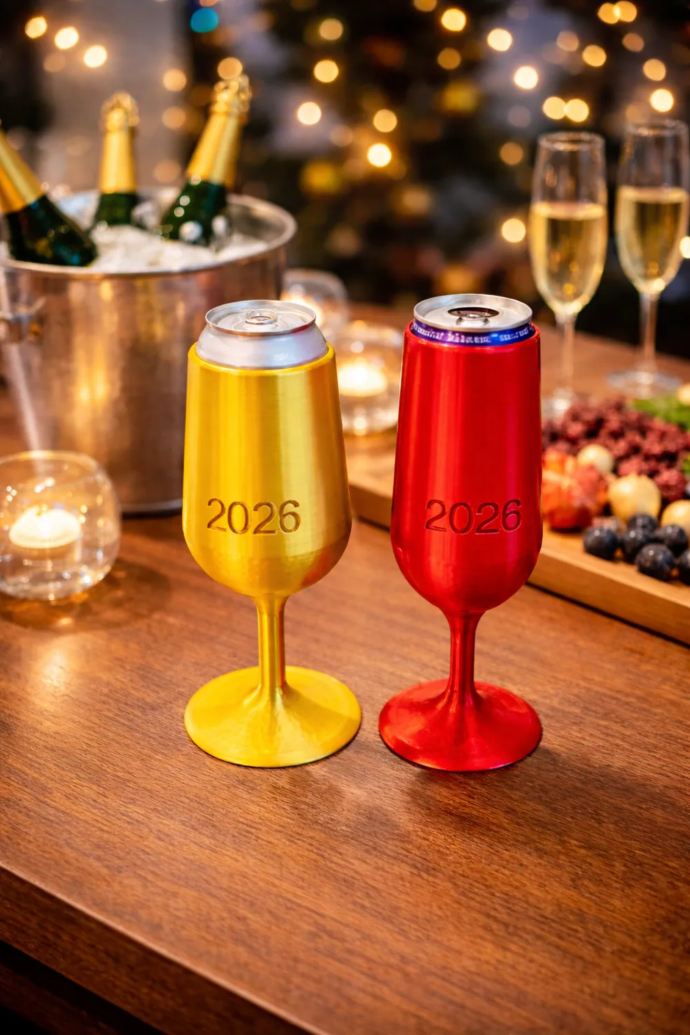 Yılbaşı Temalı Dekoratif İçki Özel Tasarım Süs Kadeh Tutucu, Hediyelik