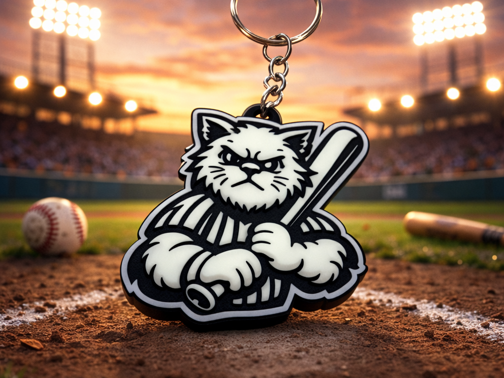 cat Baseball keychain