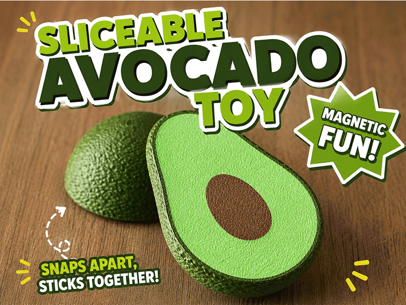 Sliceable magnetic avocado toy