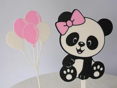 cake topper panda + balloons