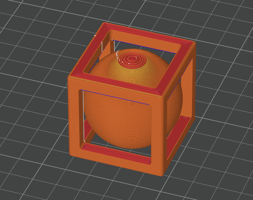 Miniatura 1 do modelo 3D 鬼工球 一体成型方笼圆球模型 盒子里的球3D打印件 不可能的笼子套球