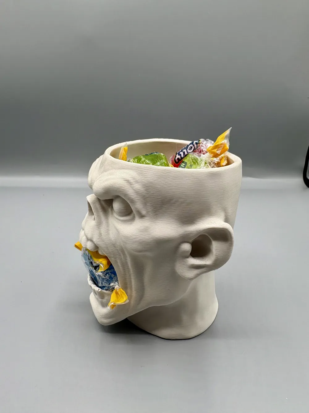Scary Skull Head Halloween Candy Bowl - Free 3D Print Model - MakerWorld