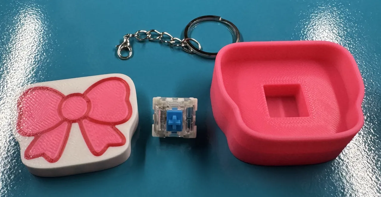 Kawaii Ribbon Bow Fidget Clicker Keychain view 3