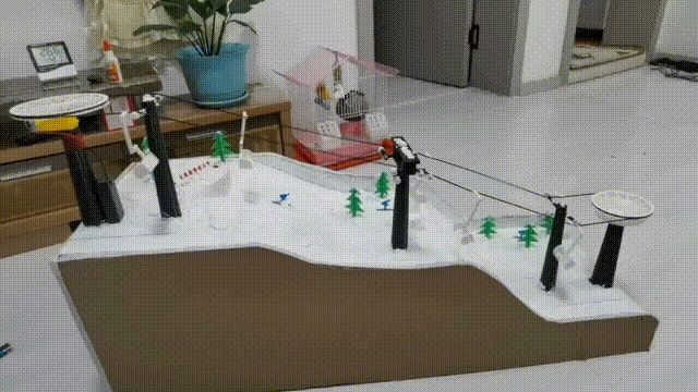 滑雪场微缩景观可动缆车
