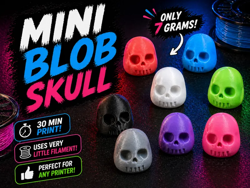 Mini Blob Skull | 7g Filament | Cute Desk Buddy