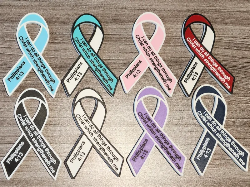 Cancer awareness magnetic ribbons with Bible verse
