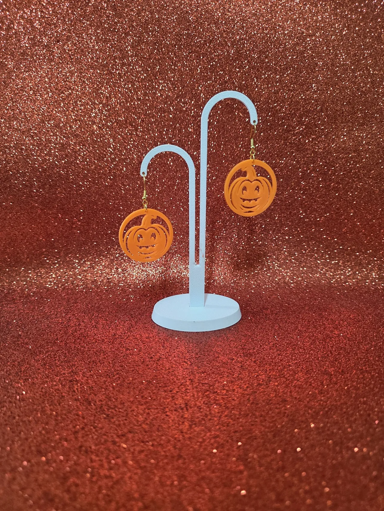 Crazy pumpkin earrings view 3