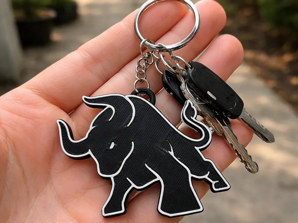 Bull keychain - Free 3D Print Model - MakerWorld