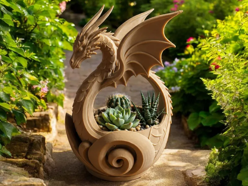 Dragon Guardian Planter – Fantasy Succulent Pot 