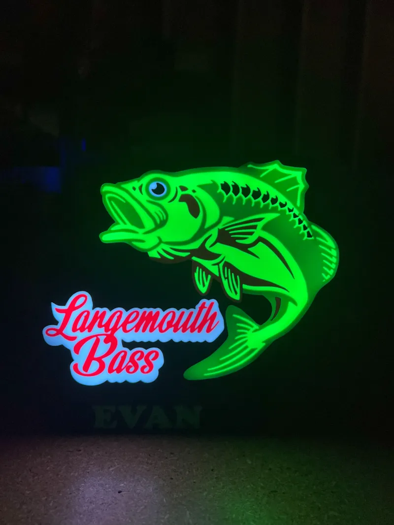 Large Mouth Bass Light Box Sign