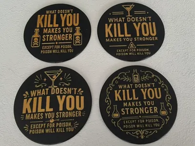 Funny Poison Quote Coasters with Holder