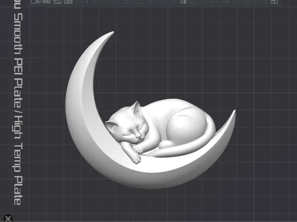 Magnet chat endormi sur la lune