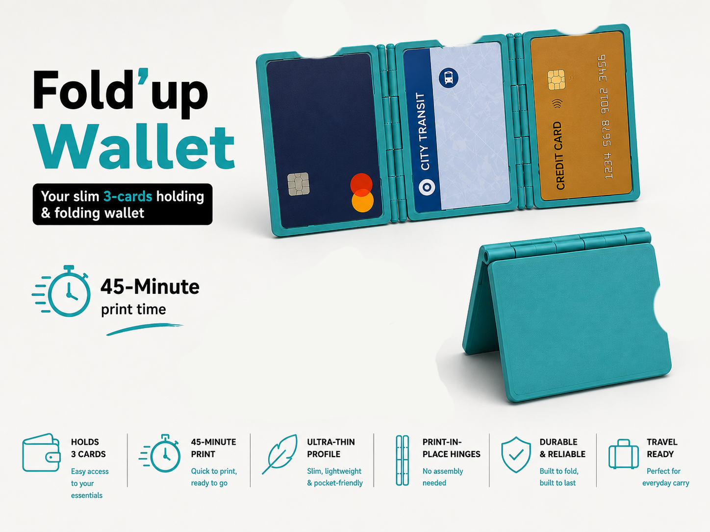 Slim 3-card folding wallet - 45 min only