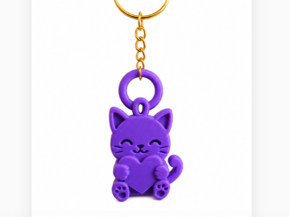 Miniatura 1 do modelo 3D Cute Cat Keychain