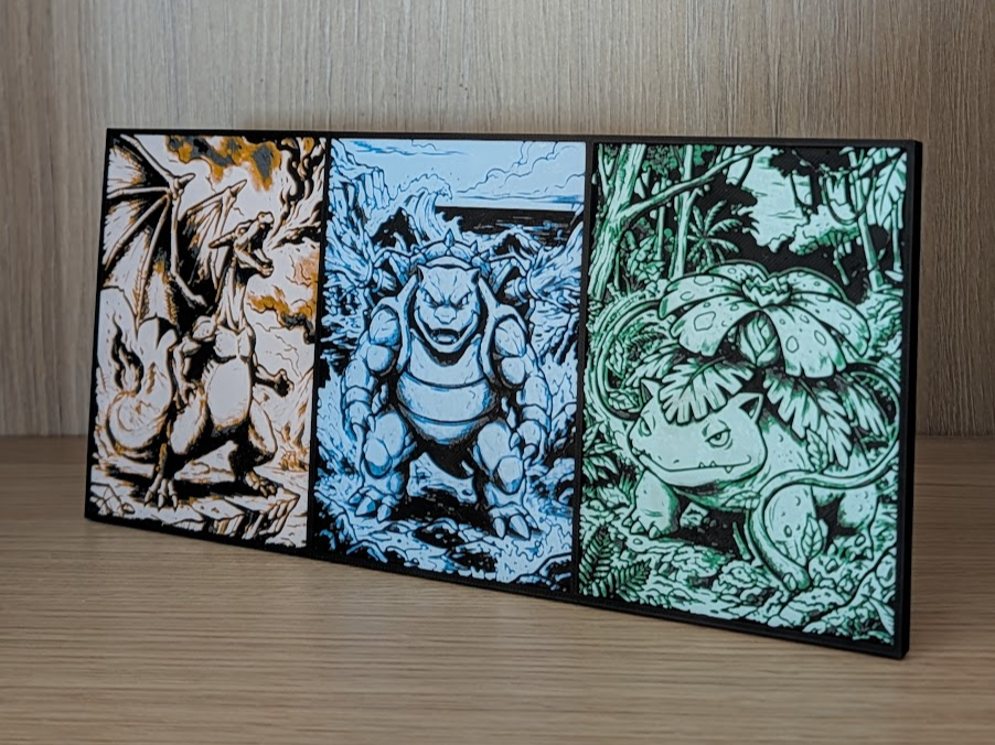 Kanto Starter Final Evolution Hueforge & Frame