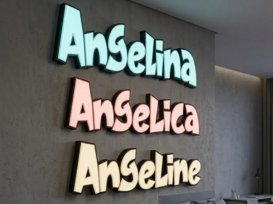 3D LED Lightbox Sign - Angeline - Angelina - Angelica - Free 3D Print ...