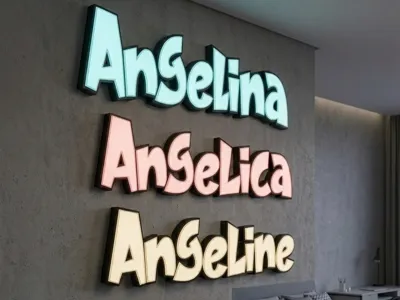 3D LED Lightbox Sign - Angeline - Angelina - Angelica