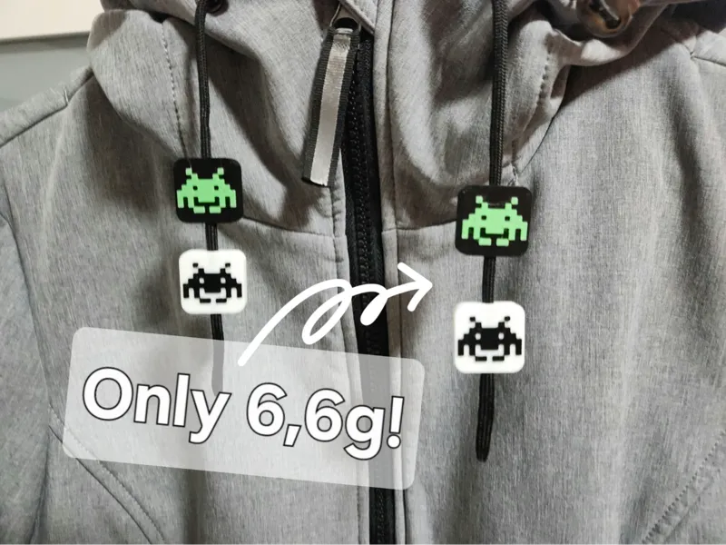 space invaders Hoodie Drawstring Beads