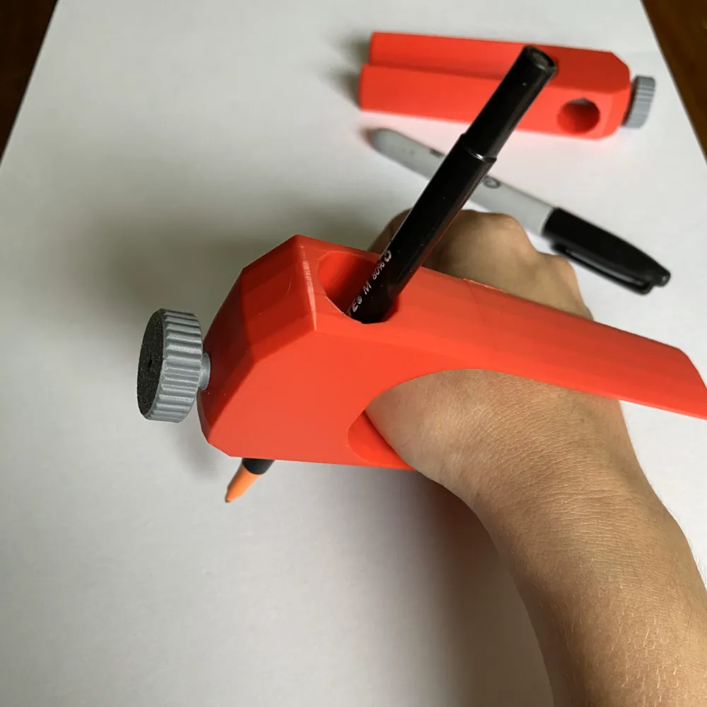 Writing Aid/Pen Holder (fully printable) Remixed by val - MakerWorld