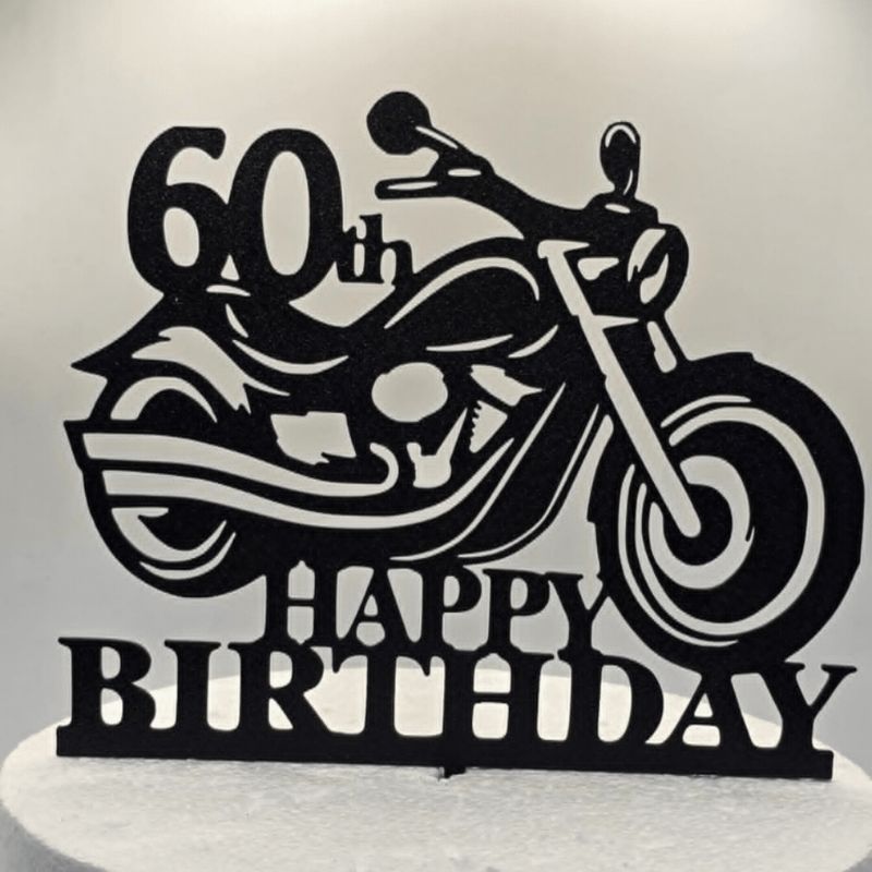 60th happy birthday Bike cake topper