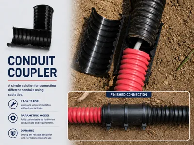 Corrugated conduit coupler - DN40,.. (parametric)
