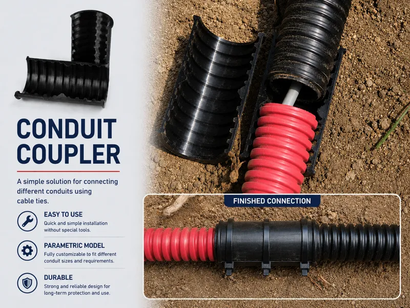 Corrugated conduit coupler - DN40,.. (parametric)
