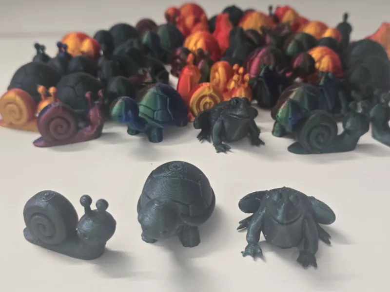 mini frog turtle snail 