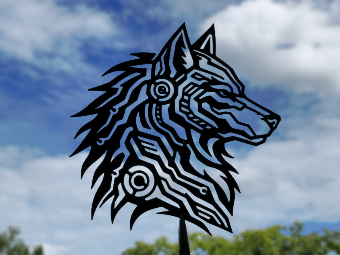 Cyber Wolf Head Wall Art Decor