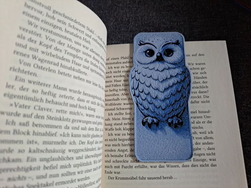 HueForge Snow Owl Bookmark