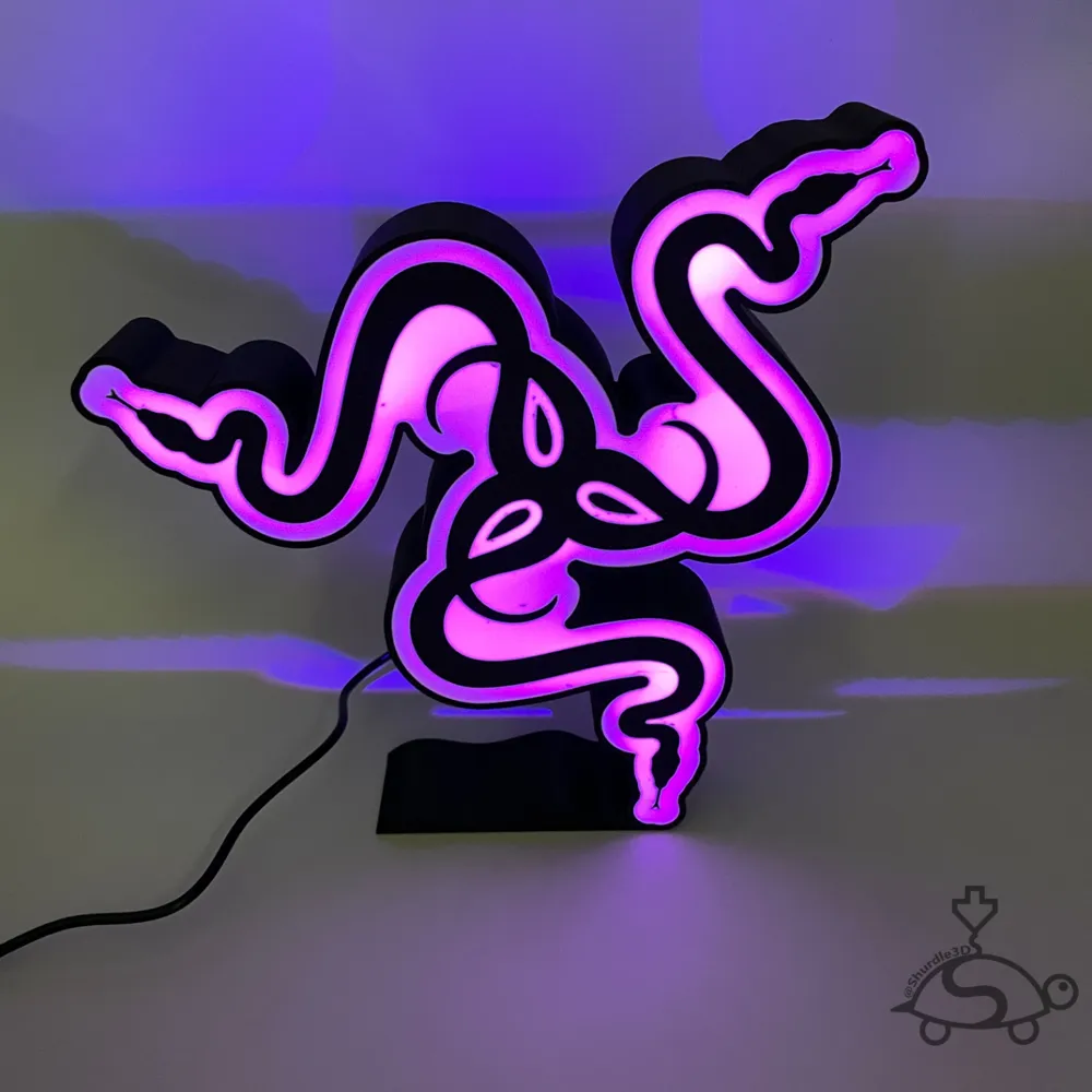 Razer Logo LED Light Box with stand by Shurdle3D - MakerWorld
