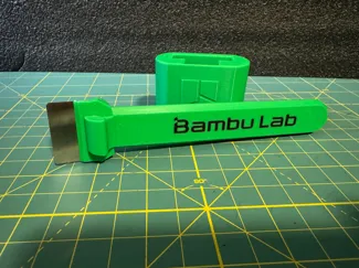 Bambu scraper imbedded logo and holder with magnet