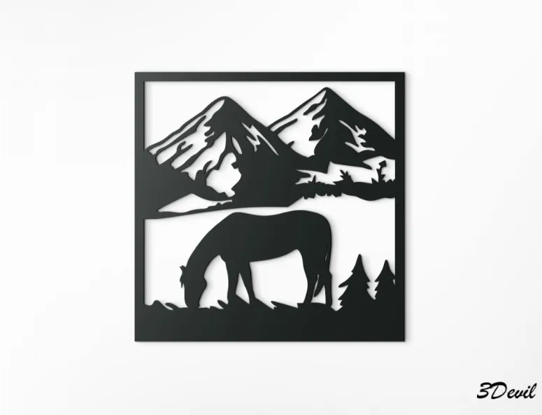Décoration murale chevaux 2D - lot de 4