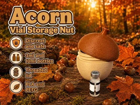 Organizador: Acorn Vial Storage Nut Peptide Bottles — referencia de MakerWorld