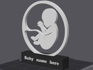 Decoração 3D Bebê no Útero com Nome Personalizado