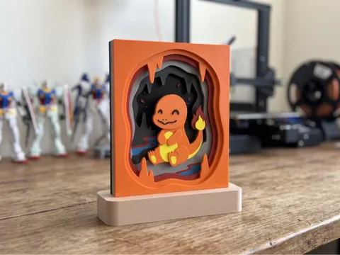Caja o estuche: Shadow Box Pokemon - #0004 - Charmander — referencia de MakerWorld