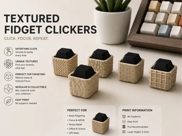 Cliqueurs fidget texturés