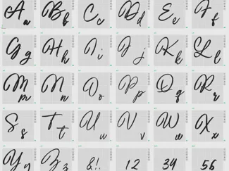 Schöne Schriftart Buchstaben groß klein und Zahlen
