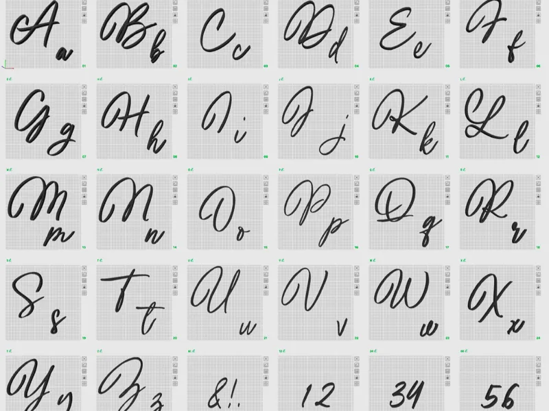 Schöne Schriftart Buchstaben groß klein und Zahlen