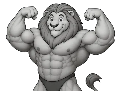 lioness and lion bodybuilder
