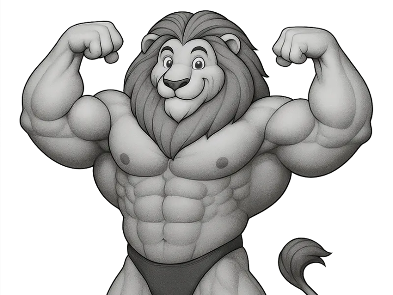 lioness and lion bodybuilder
