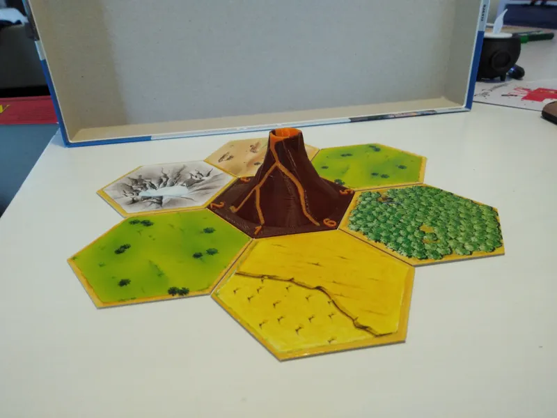 Volcano hex tile for Catan