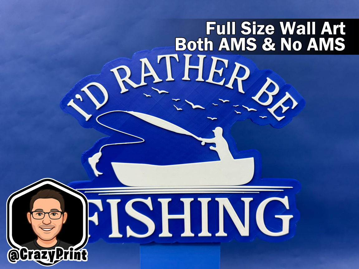 Rather be fishing! -Fun Wall Art / Sign -No AMS