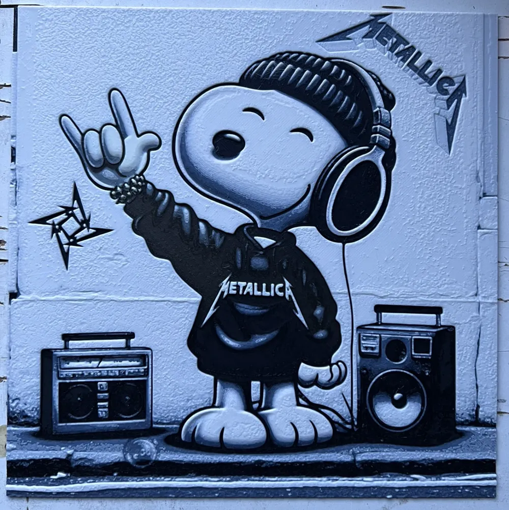 Snoopy metalhead hueforge 200x200 by Mysstra hueforge 3Dart
