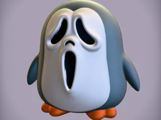 Cartoon penguin with a surprised face