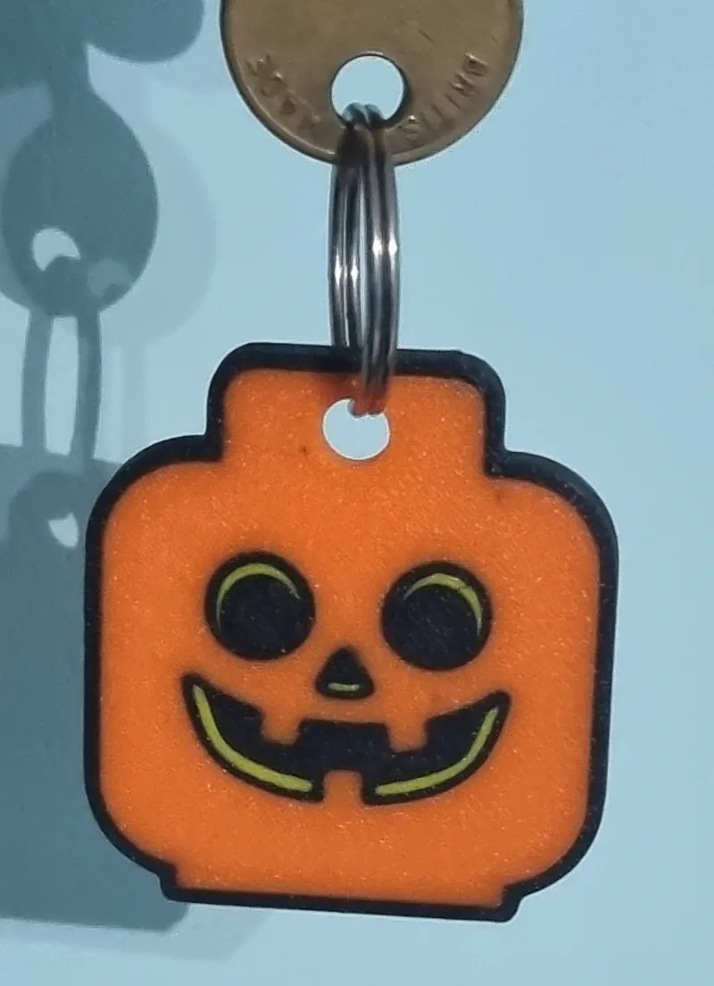 Brick inspired pumpkin keyring
