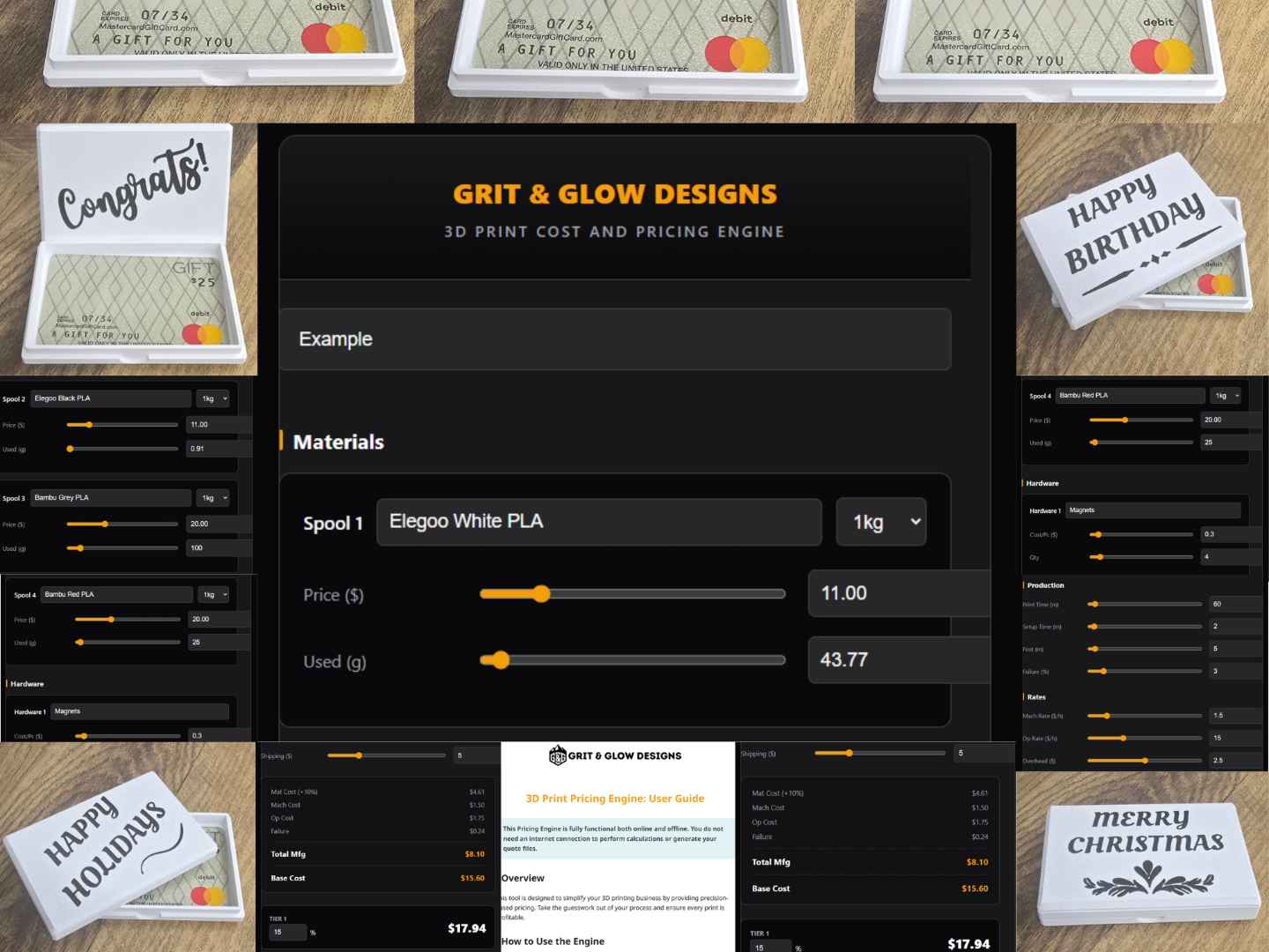 4x Gift Card Boxes + FREE 3D Print Pricing Engine 