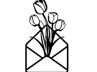 Briefumschlag mit Tulpen