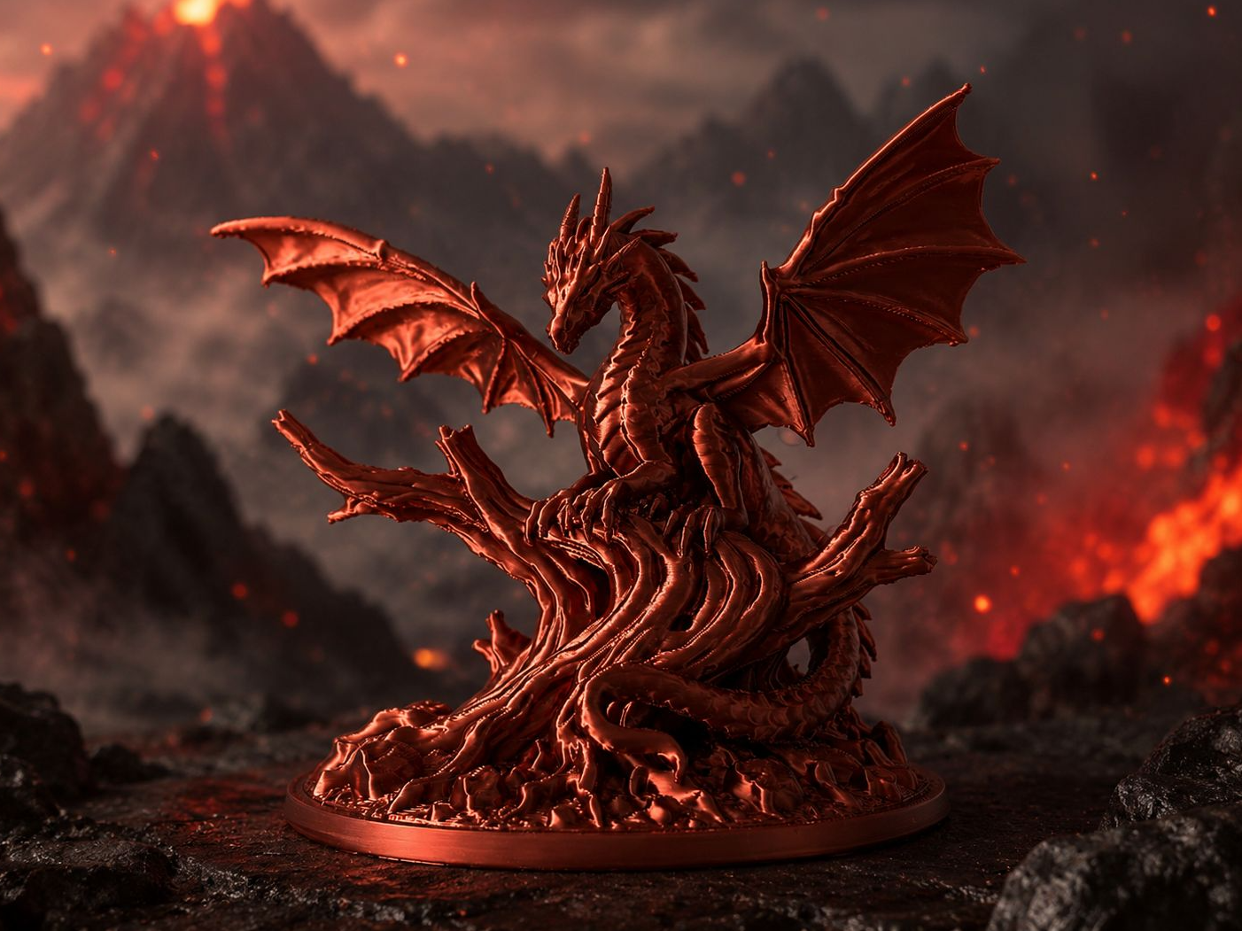 Dragon on Twisted Branch Statue