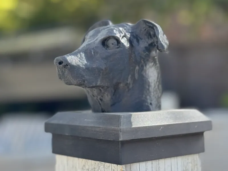 Lurcher Greyhound Whippet Bust Fence Post Cap